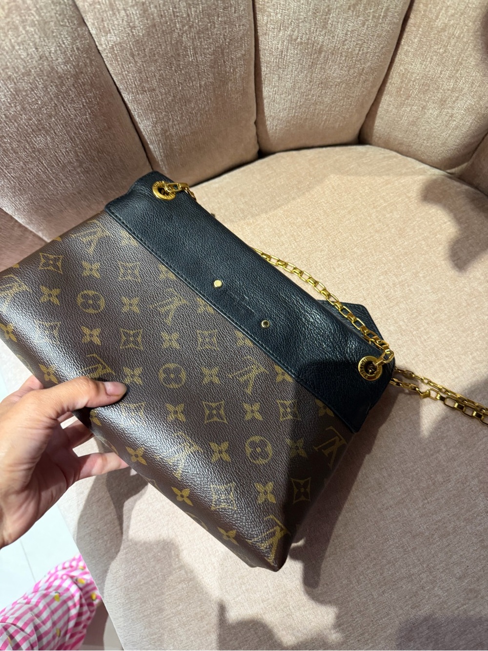 Louis Vuitton Brown Monogram & Black Leather Chain Shoulder Bag - Picture 11 of 14